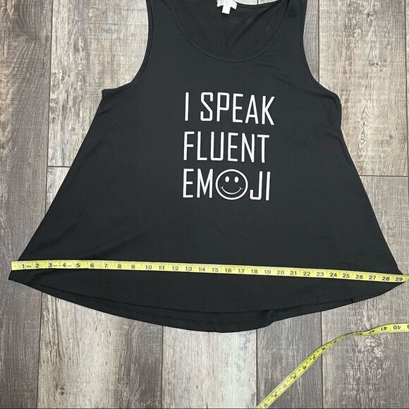 Charming Charlie I Speak Fluent Emoji Tank Top Black With White Lettering XL - Picture 9 of 12